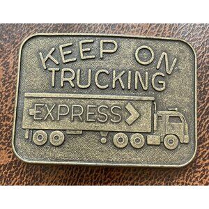 Keep On Trucking Express Belt Buckle Vintage Solid Metal Semi Truck Big Rig